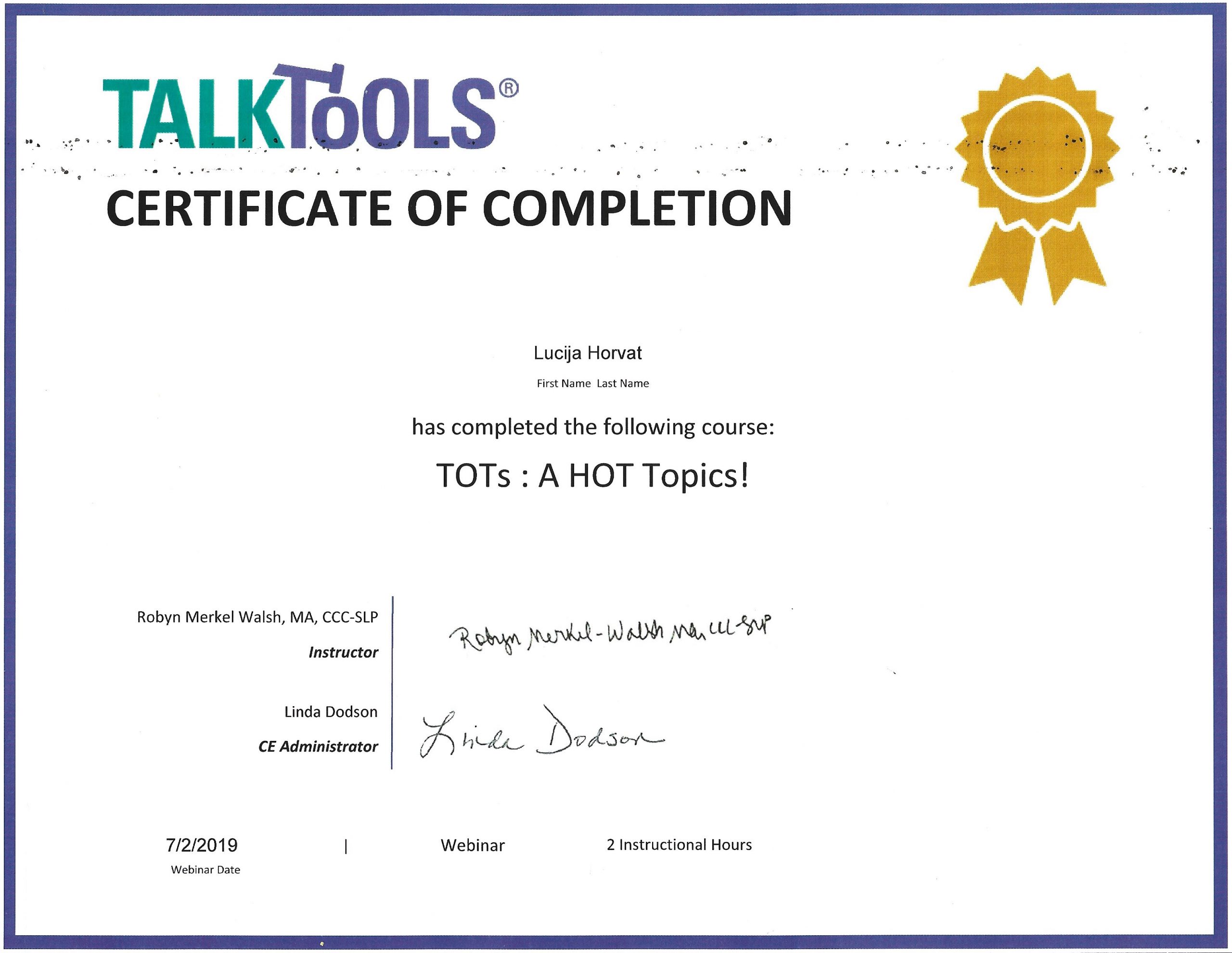 talk tools certifikat Lucija Horvat Logoritam