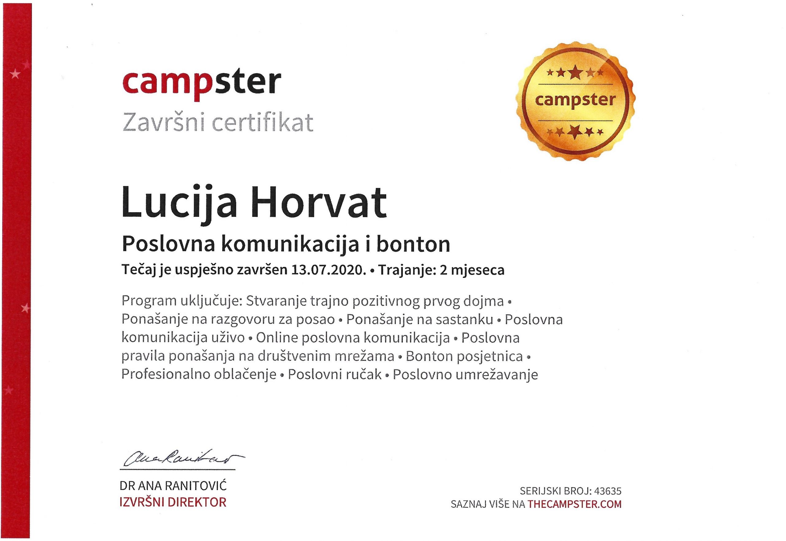 Poslovna komunikacija i bonton campster Lucija Horvat