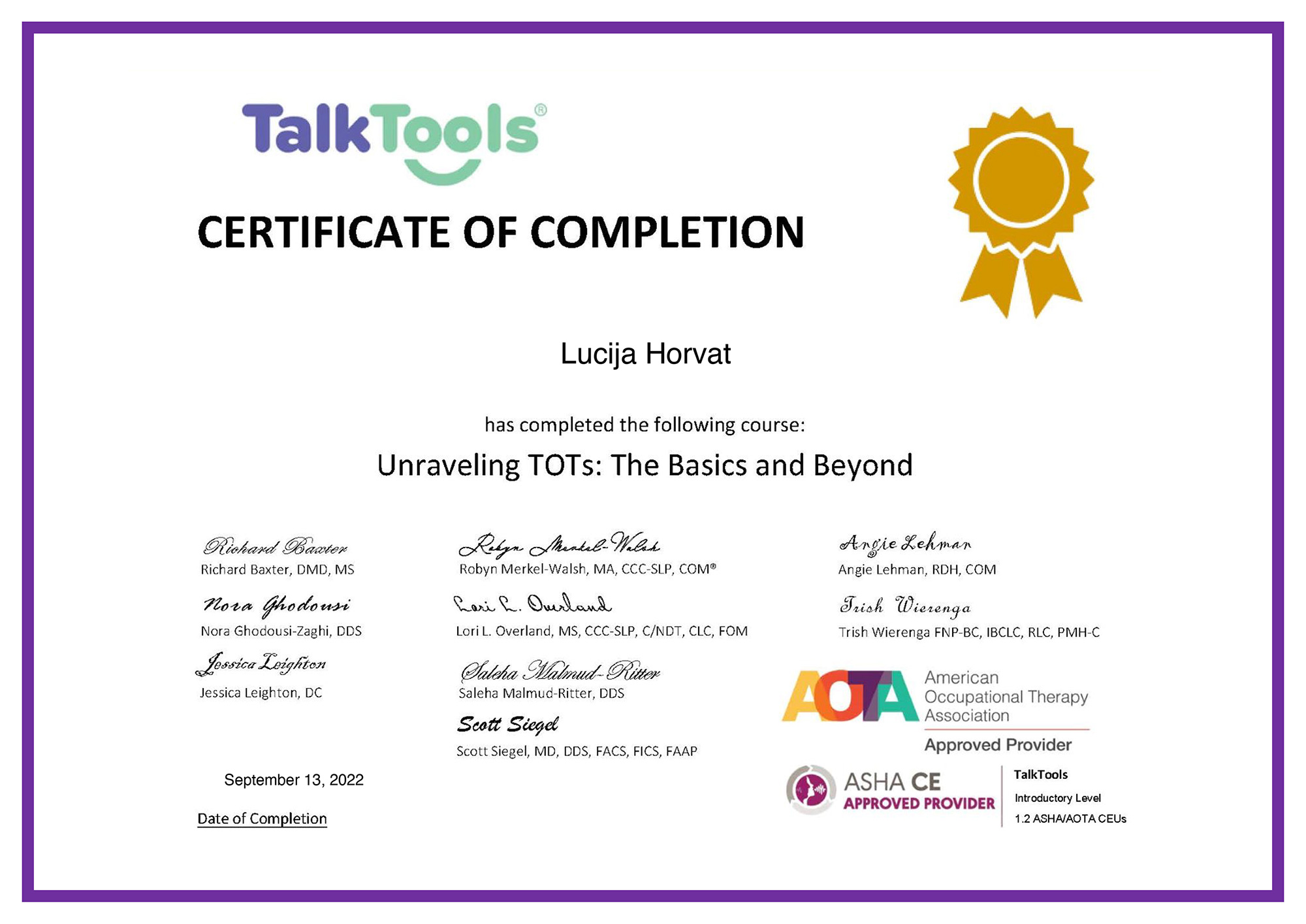 talktools certifikat Lucija Horvat